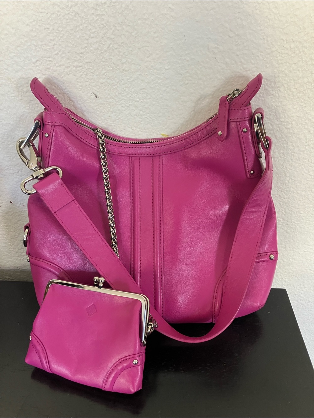EILEEN WEST LEATHER BAG & MATCHING COIN PURSE Women's Hobo